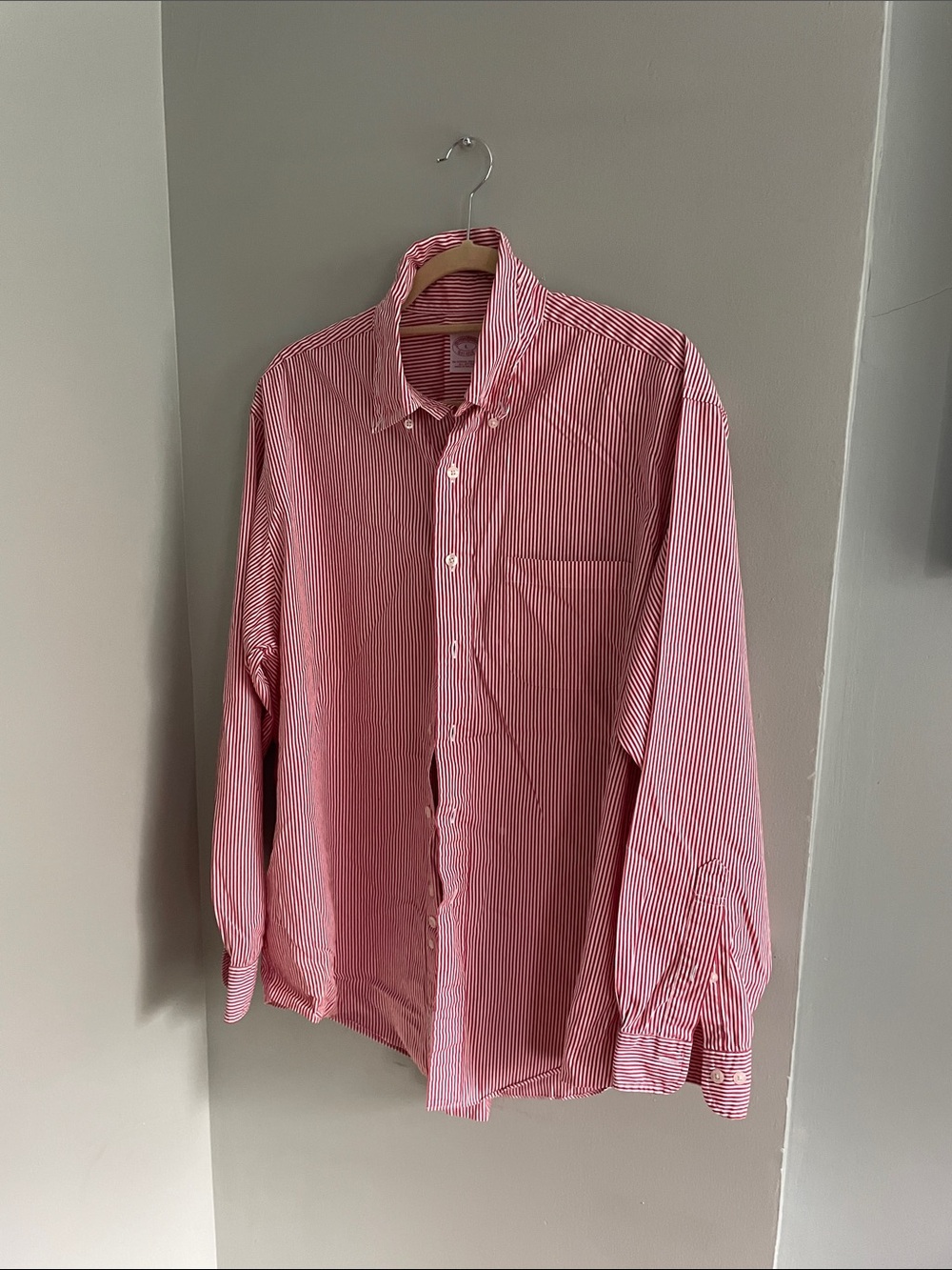 Brooks Brothers red and White Striped button down shirt